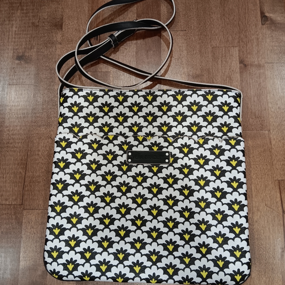 Vera Bradley Vinyl Black and Yellow Patterned Women's Bag